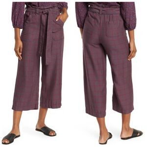 Marine Layer Caroline cropped Paper bag Waist Plaid Pants Sz S‎